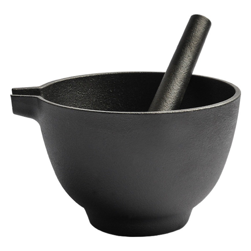 Pequeña Felicidad de hierro fundido 15cm máquina de mortero sin recubrimiento de molienda de materiales medicinales de apisonamiento de riego hogar triturador de pimienta