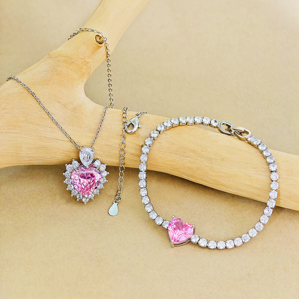 Heart Shape Pattern Wholesale Jewelry Elegant Simple Style Heart Shape Copper Plating Bracelets Necklace Cable Chain