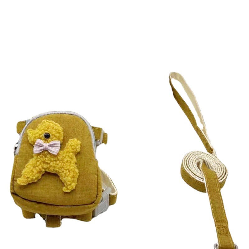 Mochila para mascotas oso de peluche Correa gato perro correa de pecho Cadena de perro cuerda para caminar monedero gato cuerda para caminar