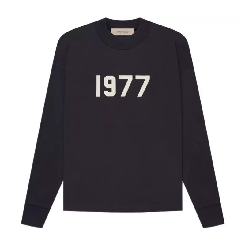 ESSENTIALS Flocking 1977 Round Neck Long Sleeve T-Shirt Cotton Couple High Street Men's and Women's Base Shirt