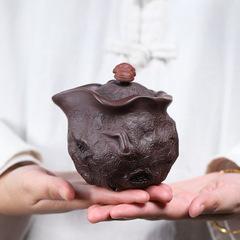 Wholesale Yixing purple clay hand-made purple clay hand-held pot Ganoderma lucidum spring fair cup thickened anti-scalding tea set on behalf of
