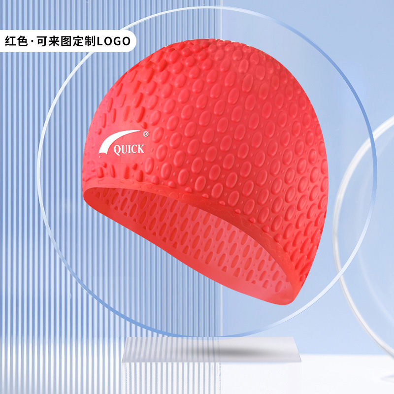 Qilang sombrero de natación de silicona para adultos a prueba de agua, sombrero especial de cabello largo, sombrero de pez elástico, sombrero de gota de agua al por mayor