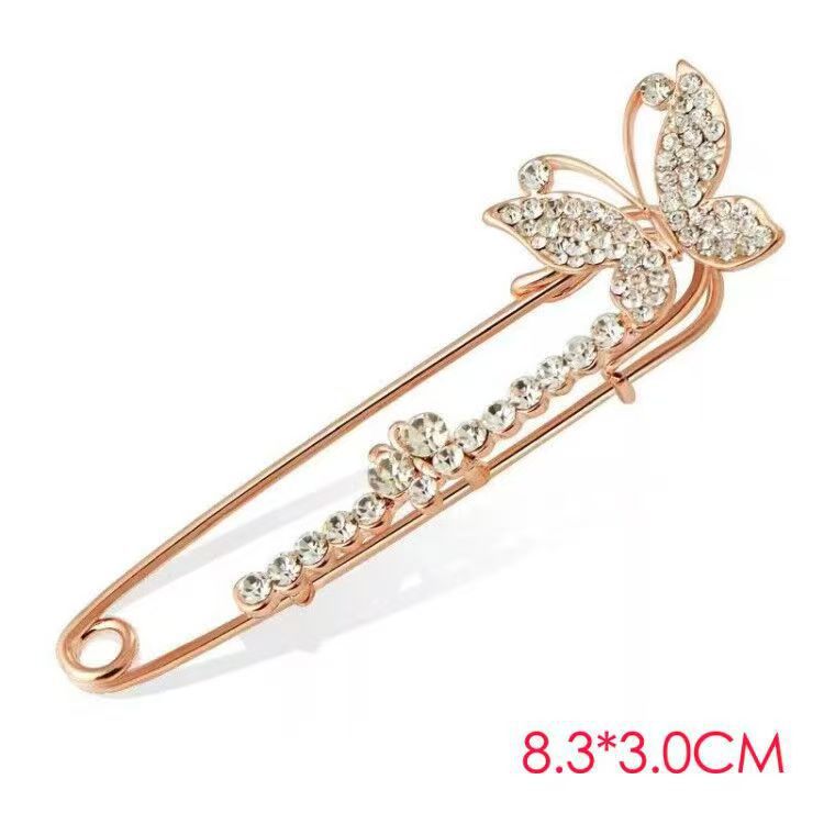 Broche mariposa de strass, joyería elegante para regalo