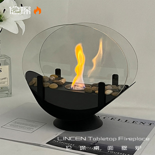 Amazon Small Outdoor Alcohol Fireplace Lamp Indoor Real Fire Heating Atmosphere Desktop Rotating Flame Round Fireplace