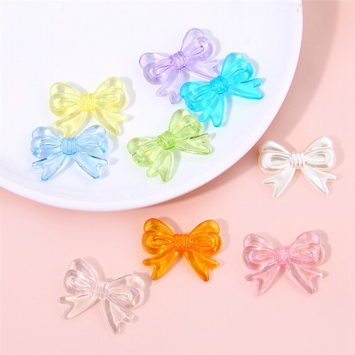 Candy color transparent acrylic colorful butterfly beads diy handmade materials homemade bracelet headdress hair rope accessories