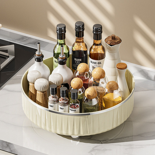 Kitchen rotating rack household oil salt sauce vinegar seasoning bottle seasoning rack light luxury desktop organizer makeup storage box