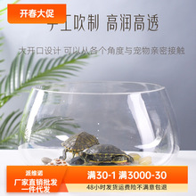 鱼缸玻璃圆形办公桌绿萝水培家用鱼创意透明小型迷你桌面乌龟包邮