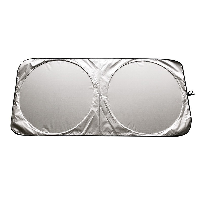 Universal heat insulation sun shield coated silver cloth car double ring sun visor printed LOGO car sun shield
