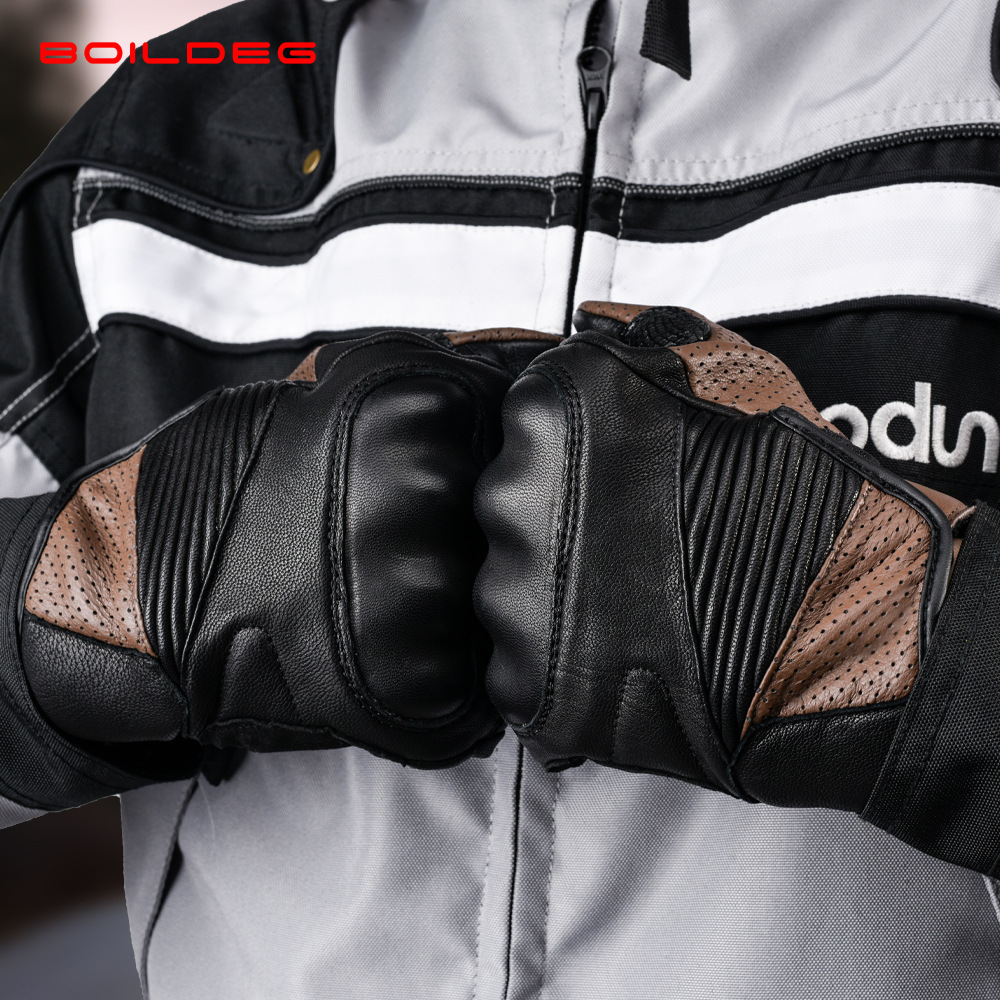 Motorcycle Gloves Cowhide Leather Protective Riding Equipment_voghion.com