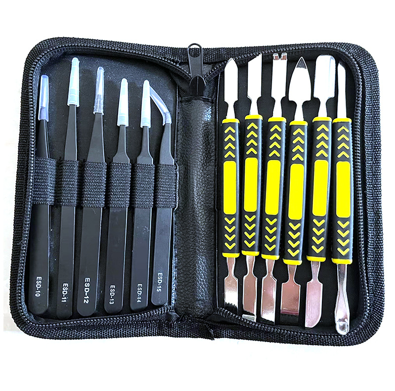 不锈钢镊子撬棒12件套精密尖头弯头挑燕窝嫁接睫毛电脑维修工具