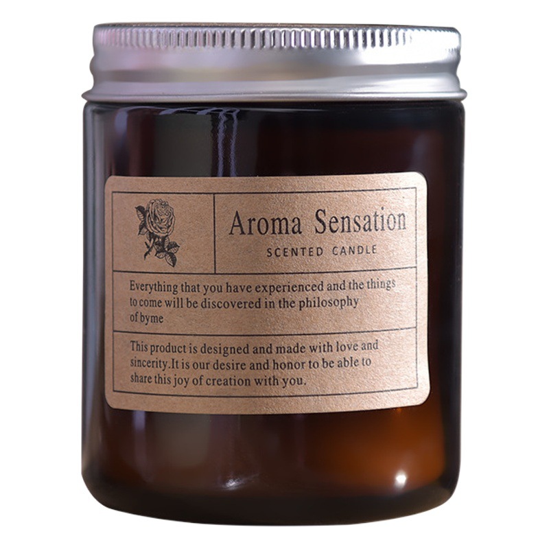Vela de aromaterapia libre de humo de vidrio marrón transfronterizo al por mayor regalo de boda simple vela de fragancia creativa hogar