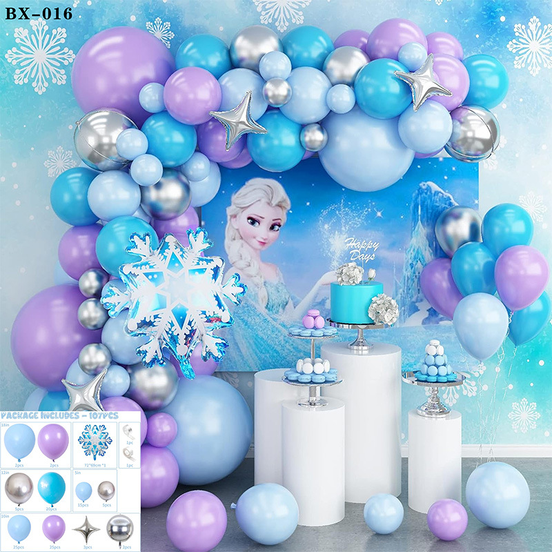 Frozen azul tema cumpleaños decoración globo traje princesa niña niños años de edad decoración escena diseño