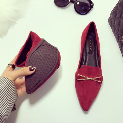 Stylish Women's New Bean Shoes, Pointed Toe, Open Mouth, Flat, Soft Sole, Lazy Shoes, Spring One-Piece Slip-On