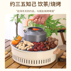 囲炉裏でお茶を煮ているストーブは携帯しています。