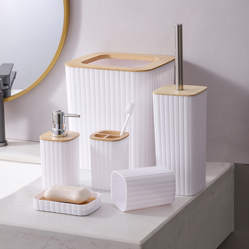 2024 nuevos productos transfronterizos nórdicos residencias set de cepillo de inodoro almacenamiento de inodoro suministros de hotel emulsión de bambú baño