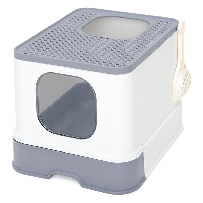 Caja de arena para gatos con tapa de cajón totalmente cerrada, antisalpicaduras, bandeja grande y extra grande, inodoro para gatos, suministros para gatos.