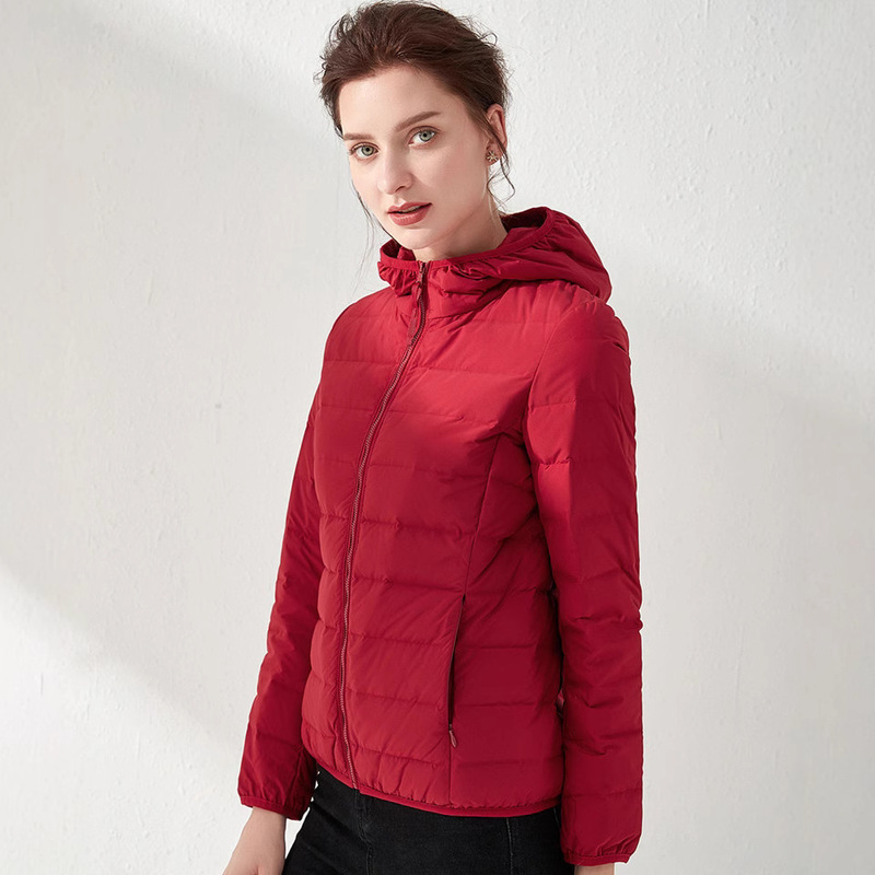 2026 Korean Style Women's Hooded down Jacket, White Duck Down, Multi-Color, Lightweight, Slim Fit, Women's Clothing, Wholesale and Dropshipping from Manufacturer