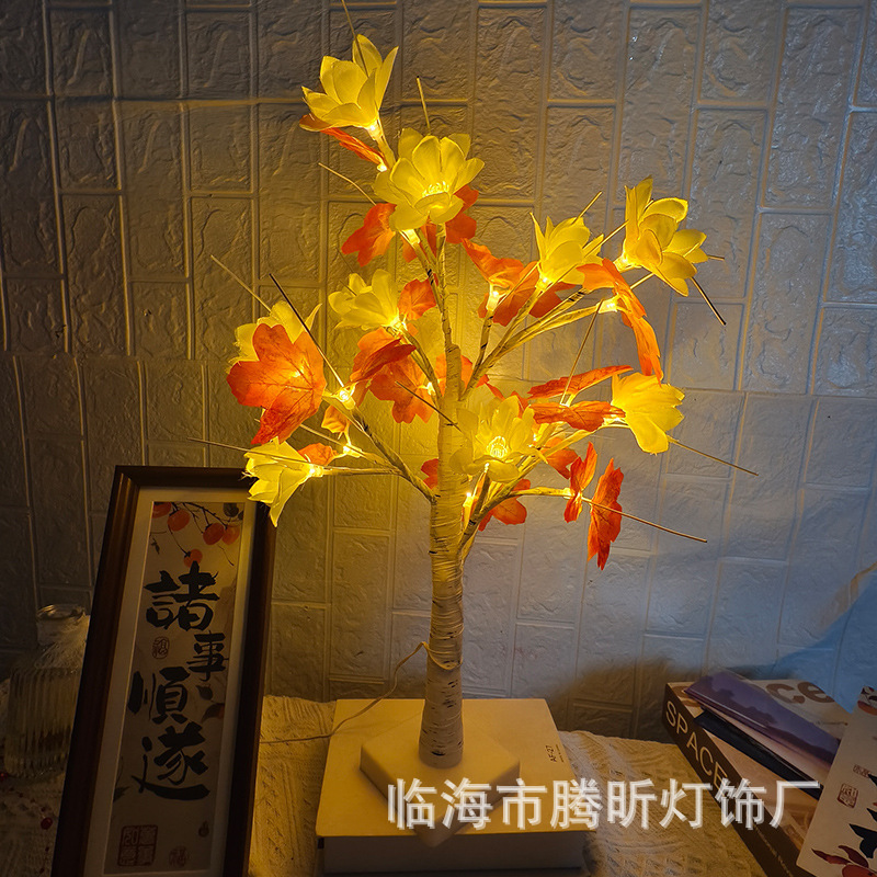 Luz de árbol LED rosa fruta ciruela color mariposa luz de abedul azul pálido hoja de arce huevo de oliva