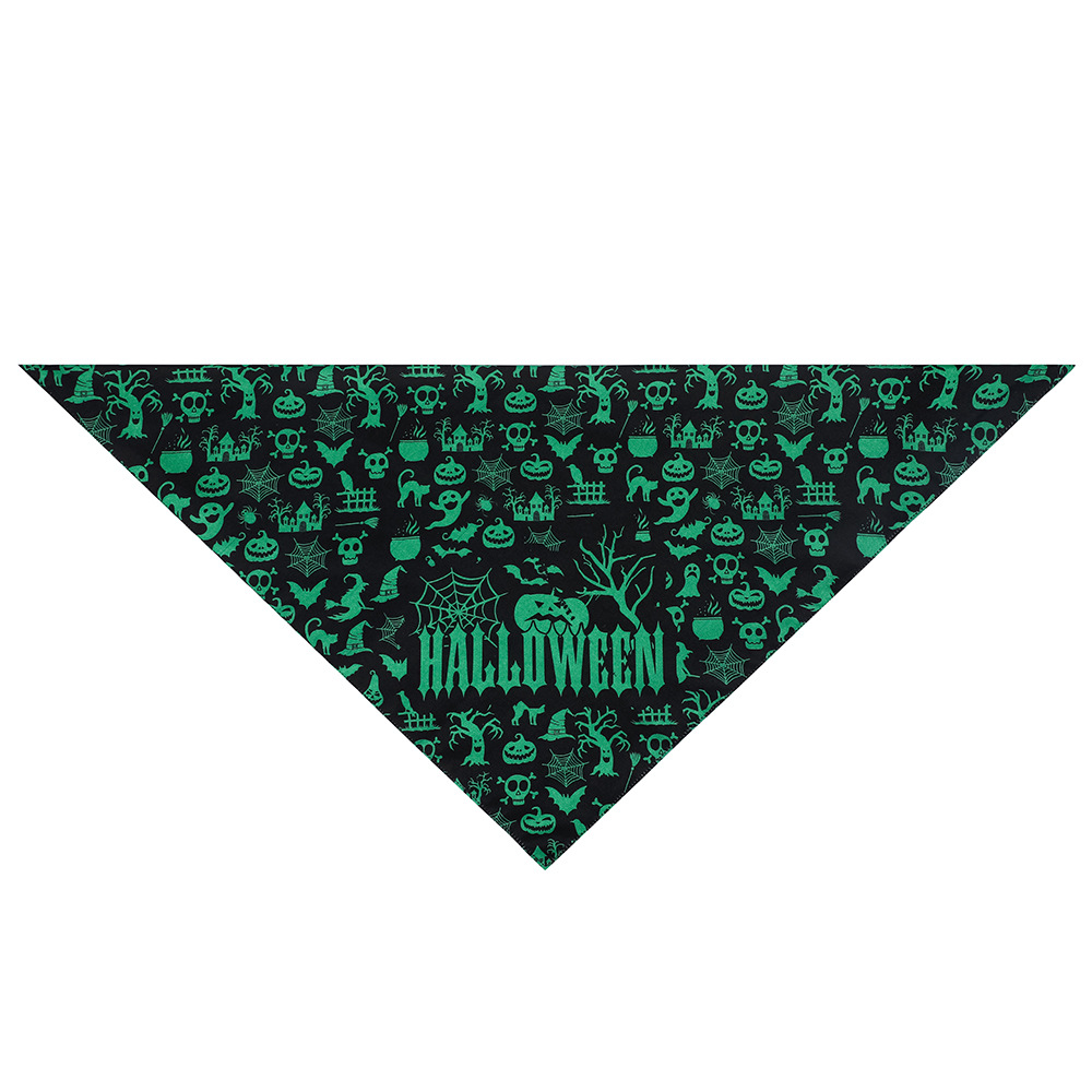 Fabricante en stock transfronterizo exclusivo para mascotas bufanda perro saliva toalla mascota Toalla de triángulo de Halloween mascota Toalla de saliva