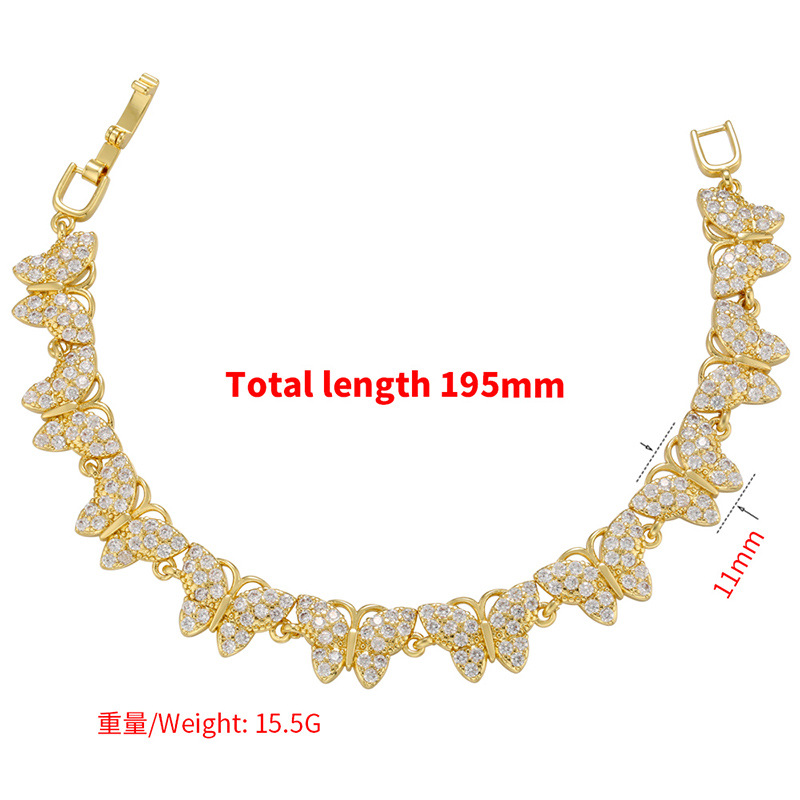 Micro-set zircon full diamond bracelet butterfly wheat ear geometric pattern copper bracelet