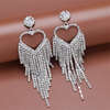 Silver needle, long earrings with bow with tassels, silver 925 sample, internet celebrity