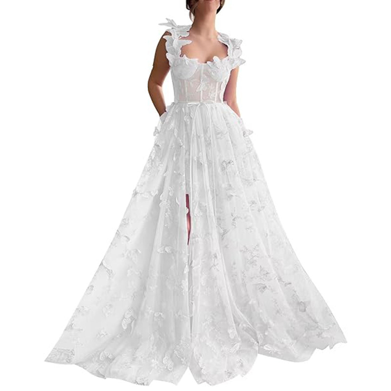 Europa y América vestido de noche para mujeres 2025 nuevo temperamento largo Amazon fiesta temperamento elegante vestido de playa de encaje