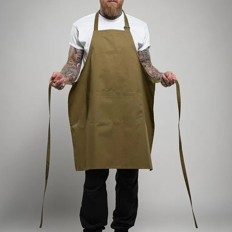 Nuevos herramientas transfronterizas nigerianos delantal impermeable logo personalizado correa larga cuello barista ropa de trabajo delantal publicitario