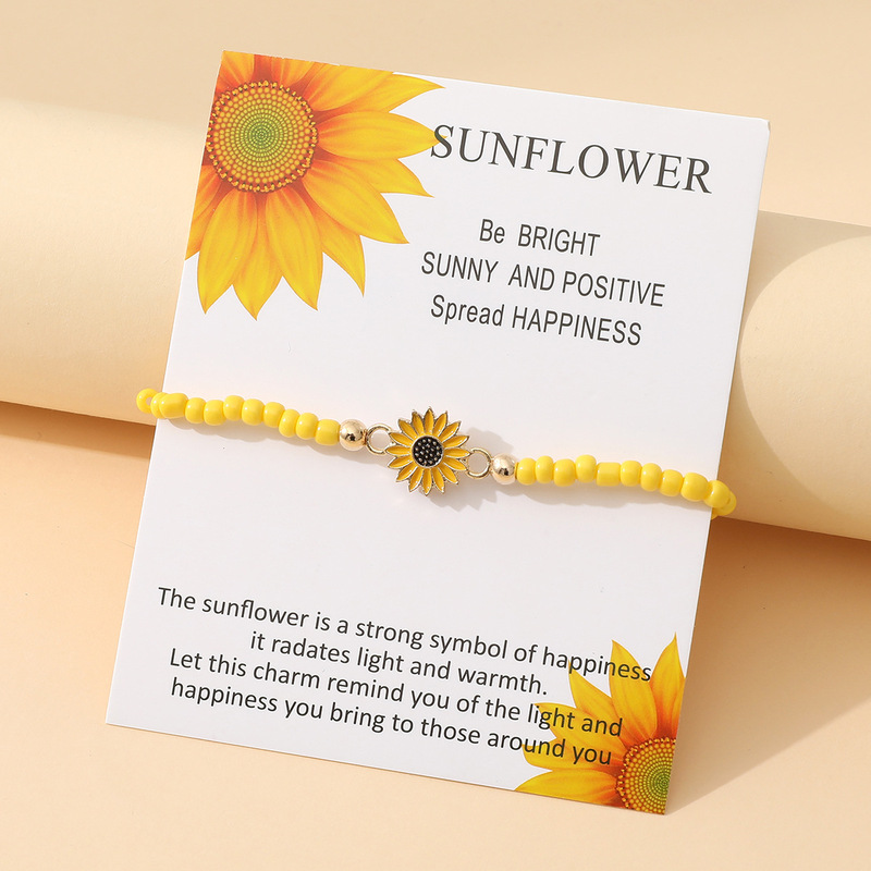 European and American New Beaded Bracelets Cross-Border Hot Selling Small Daisy Bracelets Bohemian Alloy Sunflower Rice Bead Bracelets European and American New Beaded Bracelets Cross-Border Hot Selling Small Daisy Bracelets Bohemian Alloy Sunflower Rice Bead Bracelets