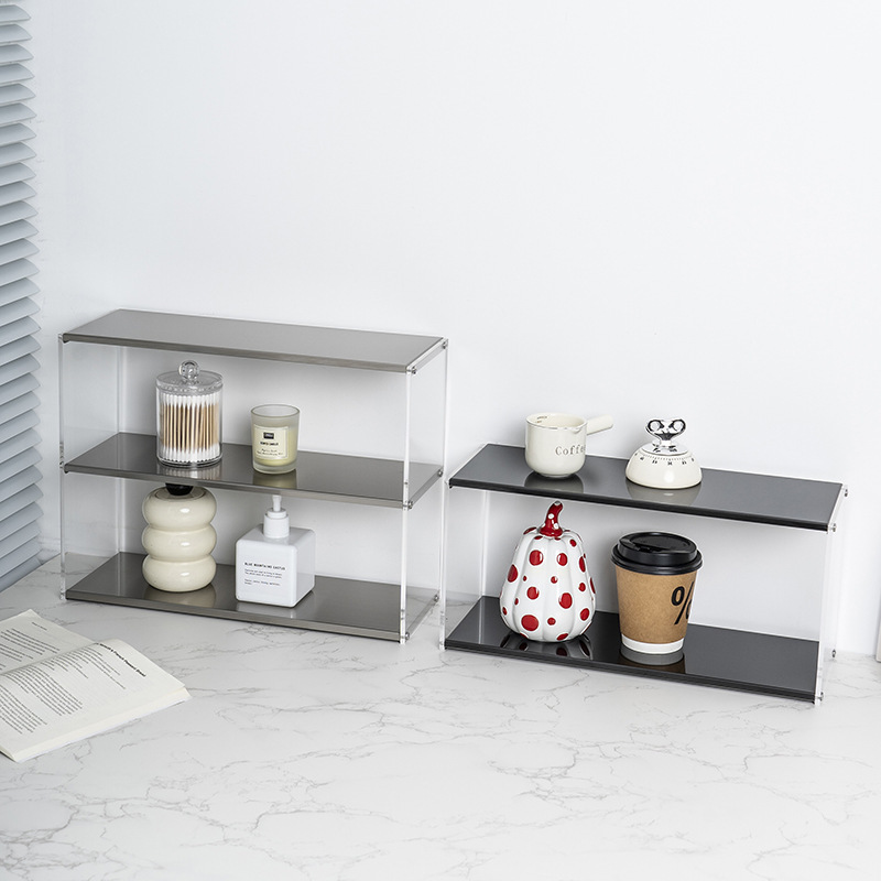 Acrylic Stainless Steel Storage Rack Desktop Cup Holder Coffee Cup Storage Rack Simple Style Display Rack Multi-Layer Shelf