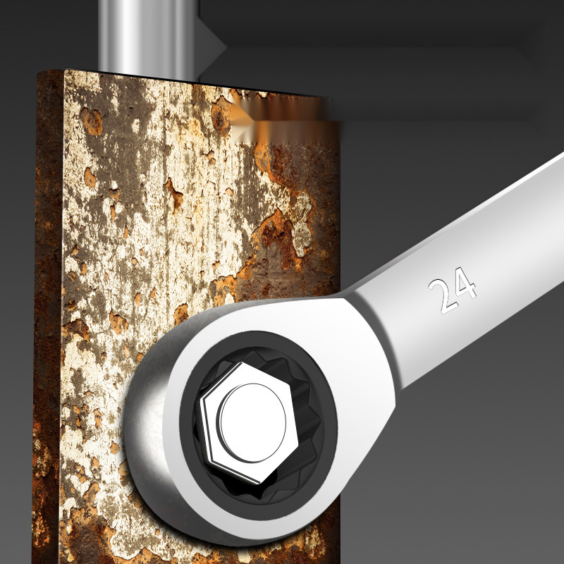 棘轮扳手快速开口梅花两用扳手工具大全10mm自动双向汽修扳手献学