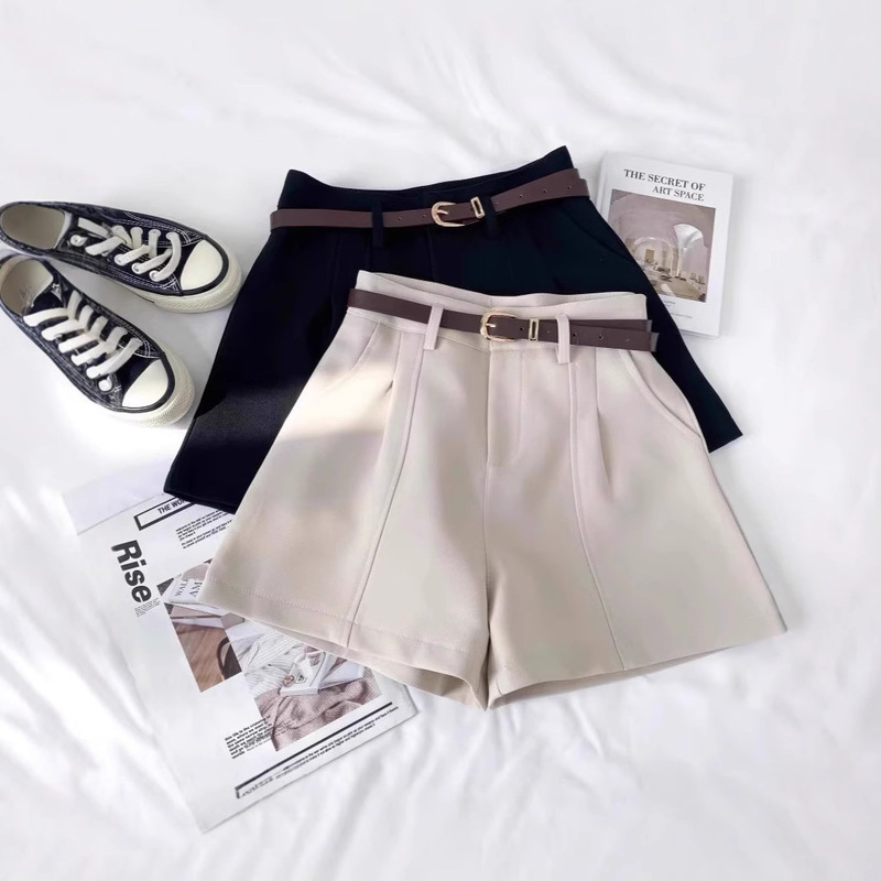2025 Summer New Fashion Versatile High-Waisted Slim Suit Shorts Casual Pants Wide-Leg Shorts for Women