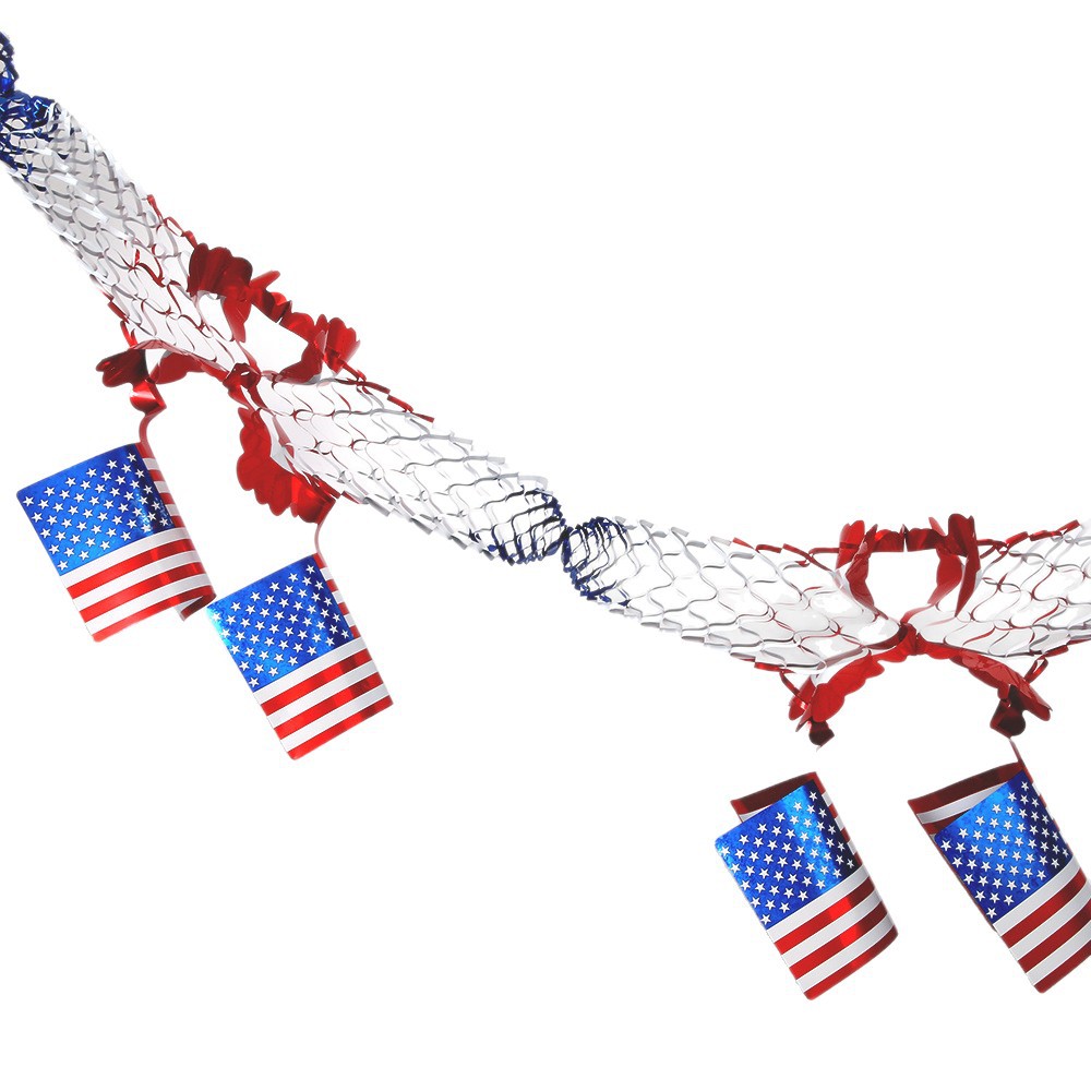 Día de la Independencia de los Estados Unidos panal de abeja bandera de los Estados Unidos colgante Día de los Caídos ventanas porche decoración bandera de tirar