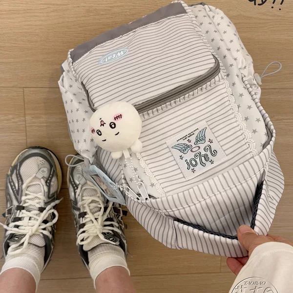 Backpack for Women, Striped Star Backpack, High School Student School Bag, Commuting Bag, Outdoor Leisure Travel Bag