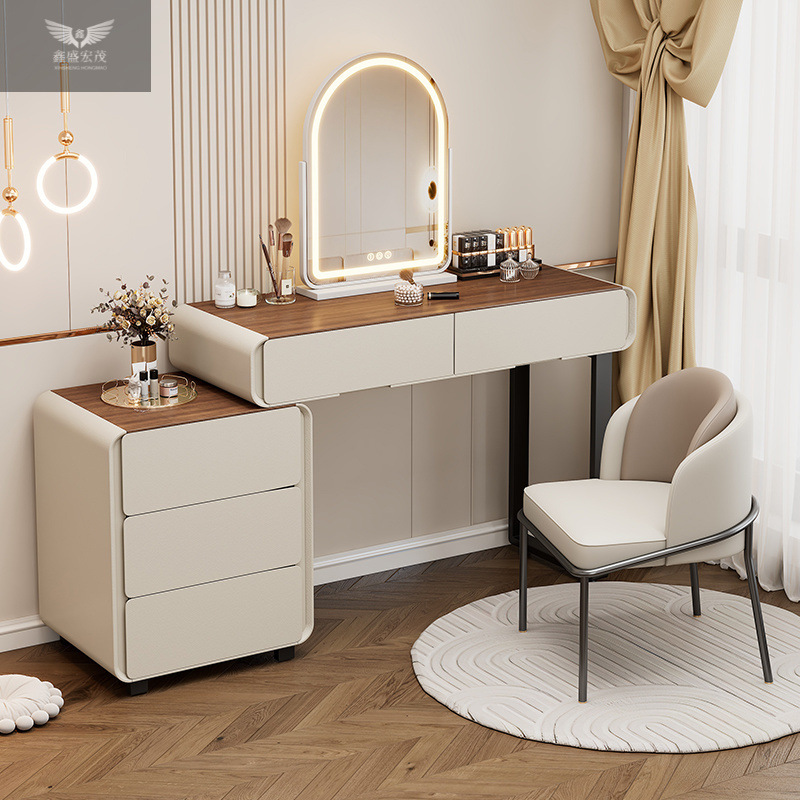 Nuevo modelo de madera maciza lujoso moderno dormitorio principal mesa de tocador de alta sensación armario de maquillaje en una mesa de maquillaje de dormitorio