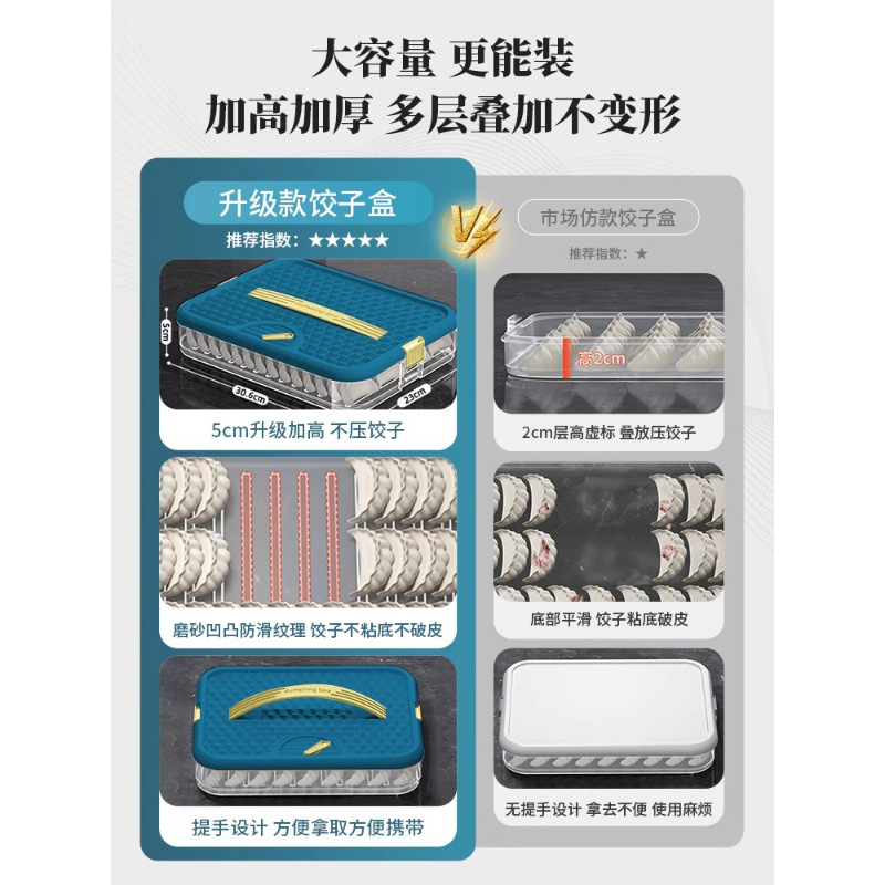 Refrigerador caja de bola de masa congelada de grado alimenticio caja de conservación especial sellada bola de masa wonton caja de almacenamiento de cocina doméstica de congelación rápida