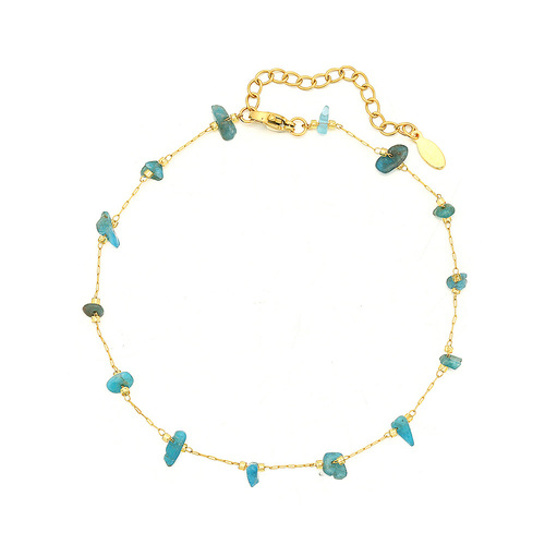Cross-border Bestselling Summer Fashion Versatile Couple Titanium Steel Ankle Chain for Girls, High-End Peacock Natural Stone Ankle Chain Accessory