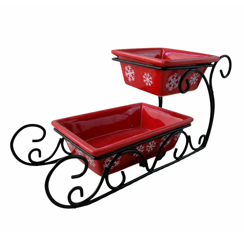 Ratón de cerámica navideña, carro de almacenamiento, plato de dulces, decoración, plato de bocadillos creativos, remolque pequeño