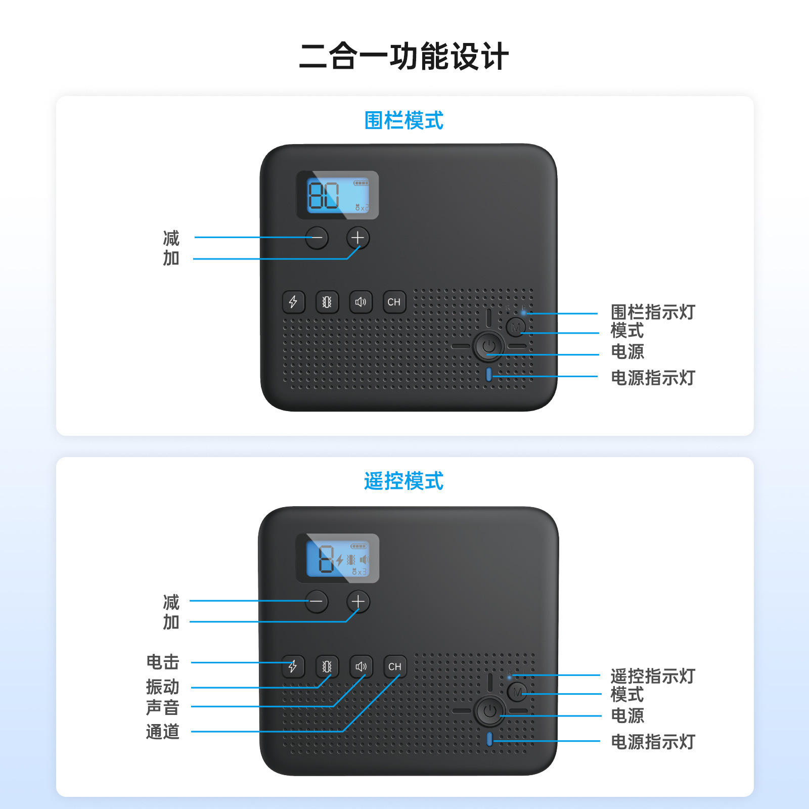 新款跨境熱銷無線電子圍欄訓狗器二合一 遙控止吠叫防水項圈代發