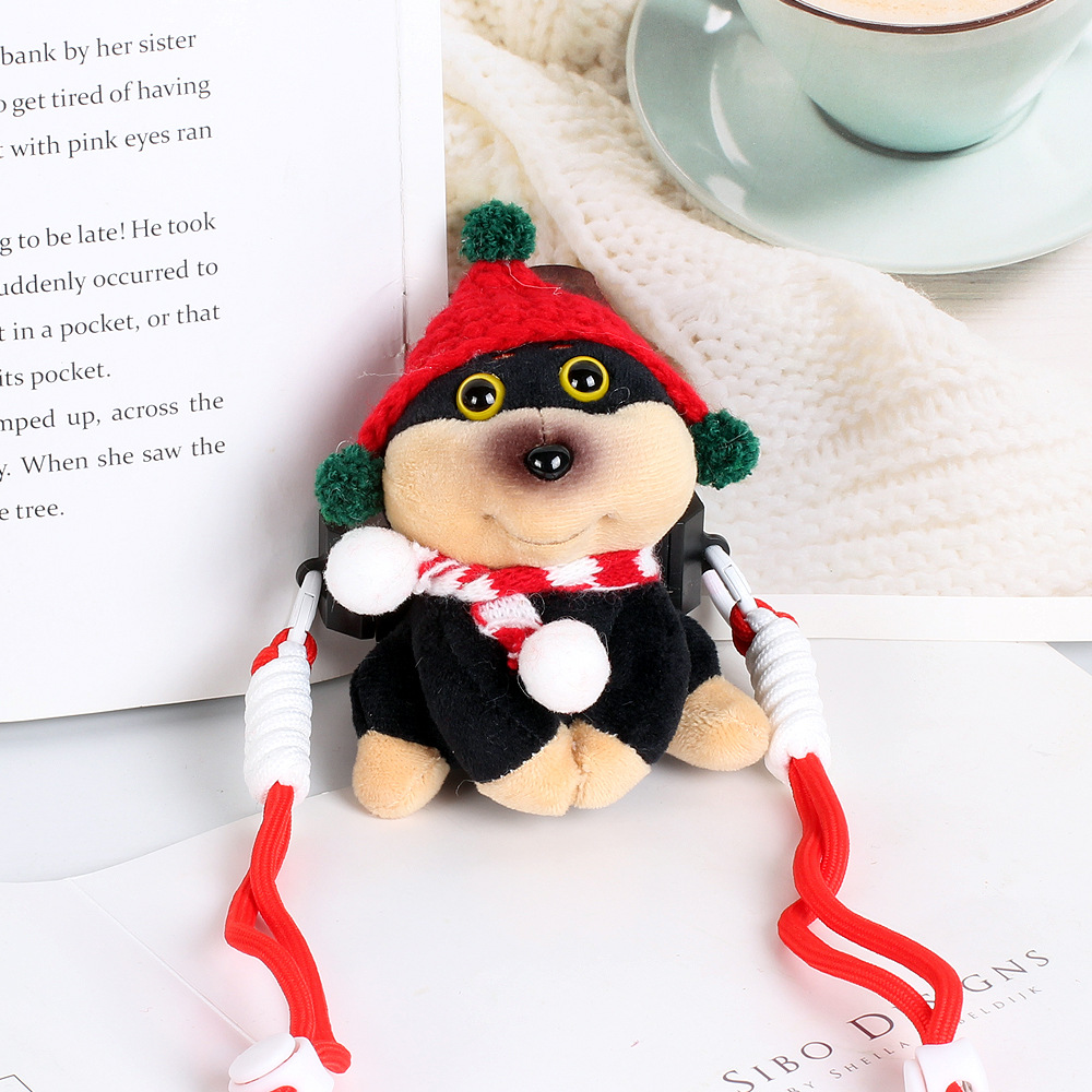Abeja perrito muñeco de peluche para teléfono móvil clip mochila niña compras bolsa de teléfono móvil dibujos animados lindo cachorro colgante