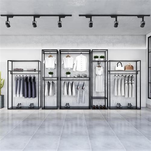 Clothing Store Display Rack, High-End Men's Clothing Store Counter Shelf Display Rack, Floor-Standing Combination Multi-Layer Hanging Clothes Rack