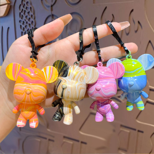 Creative Fluid Bear Doll Keychain Pendant Handmade DIY Material Package Keychain Doll Gift Figure Wholesale