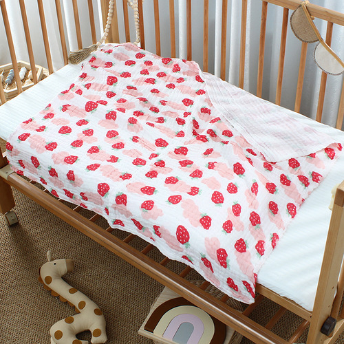 Six-layer washed cotton gauze infant and child bath towel baby blanket cartoon printed towel is absorbent and breathable
