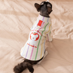 新款猫咪衣服初秋薄款条纹打底衫成猫幼猫两脚卫衣德文猫宠物衣服