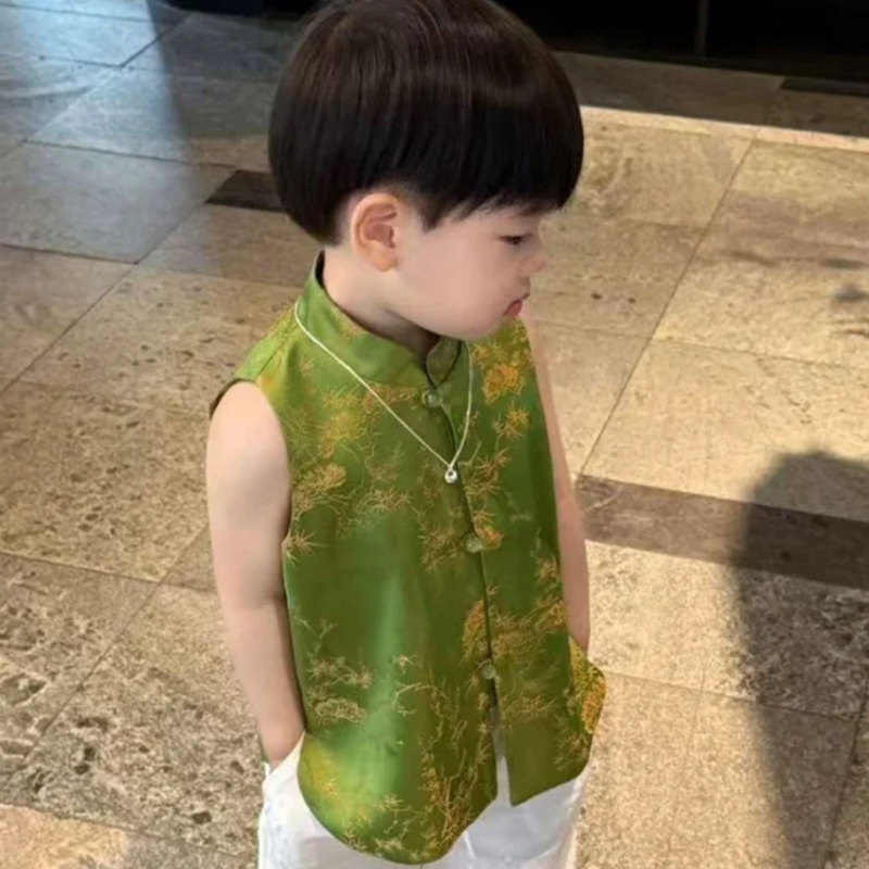 男童新中式汉服儿童夏装2025新款薄款国风炸街马甲女宝宝洋气上衣|undefined