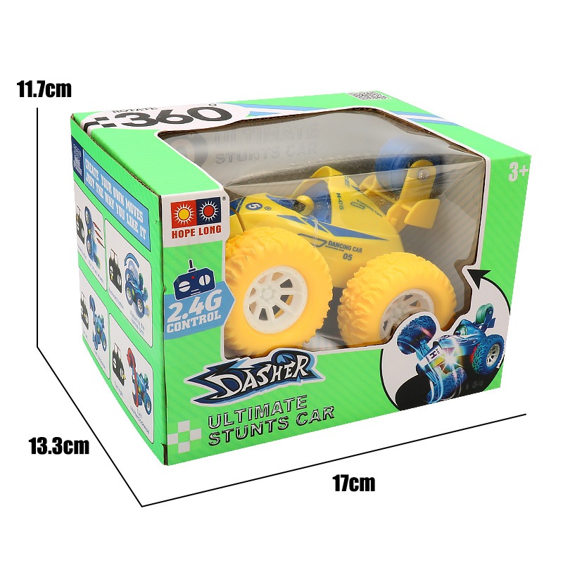 Transfronterizos niños 2.4G cuatro vías carro volcado de control remoto luces brillantes rodando coche de control remoto juguetes coche de control remoto para niños