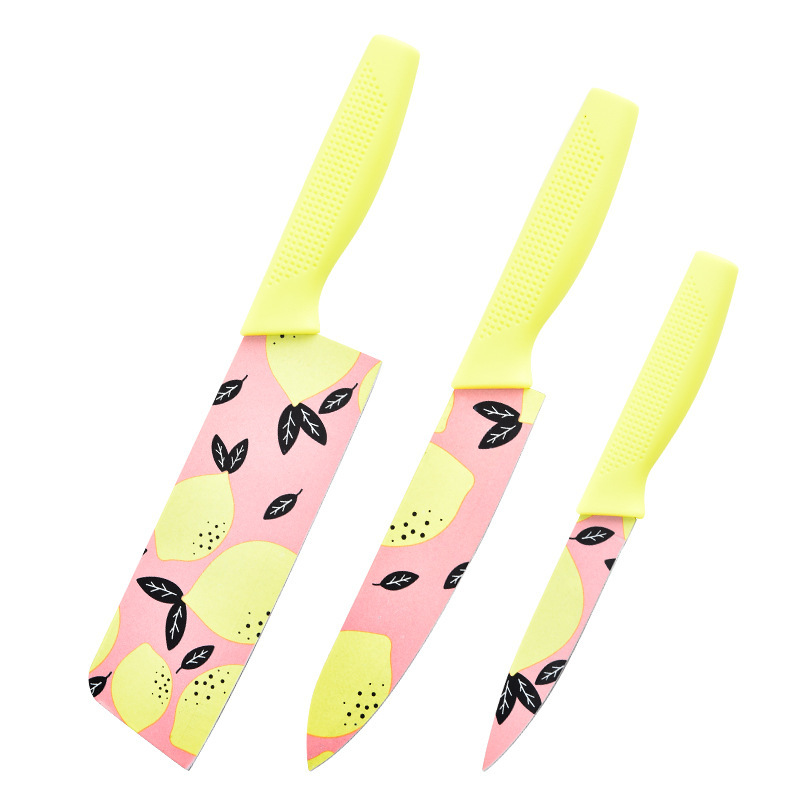 Frutas de acero inoxidable de venta directa transfronteriza de tres piezas para bebés, cocina doméstica, corte de verduras, corte de grosor, conjunto de cuchillos