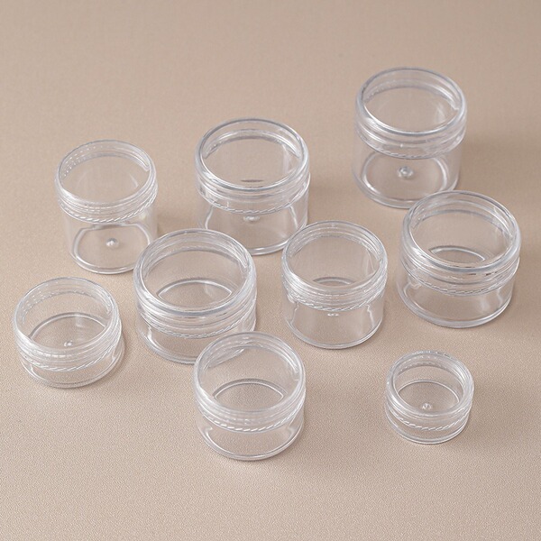 In-Stock Round Plastic Ps Cream Jar 5Ml-50Ml Nail Art Glitter Box Eyeshadow Cosmetics Flocking Powder Packaging