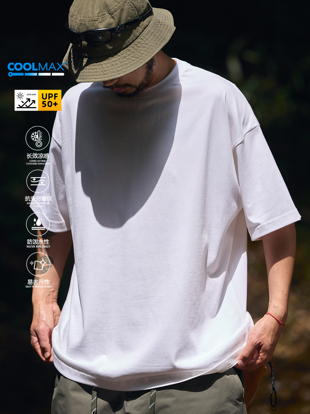 TRSメンズ25sscool max涼感吸湿排汗抗紫外線三防小襟元半袖tシャツ男