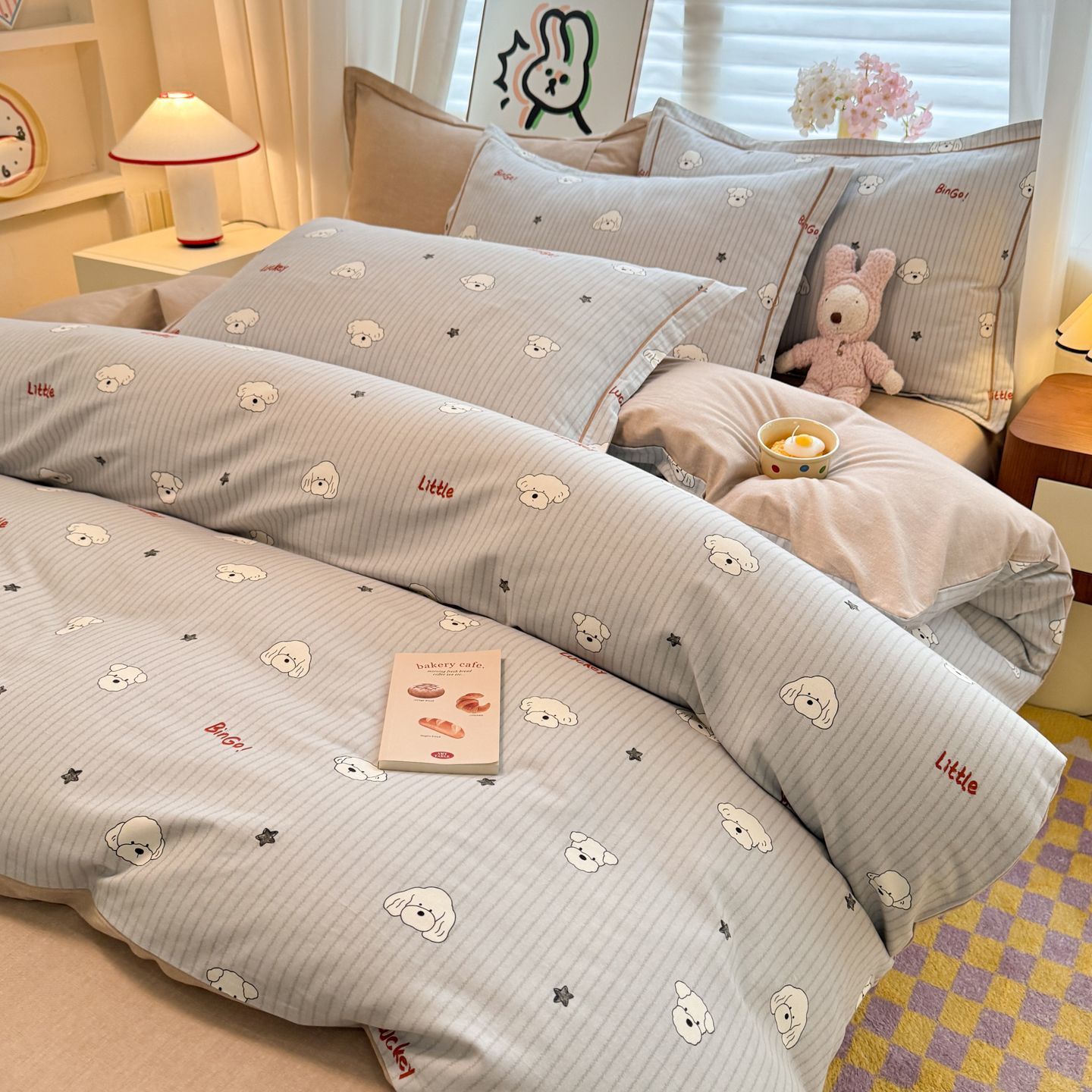 Otoño y invierno algodón grueso abrasión cama de cuatro piezas sábanas de algodón cubierta cama de tres piezas dormitorio de estudiantes