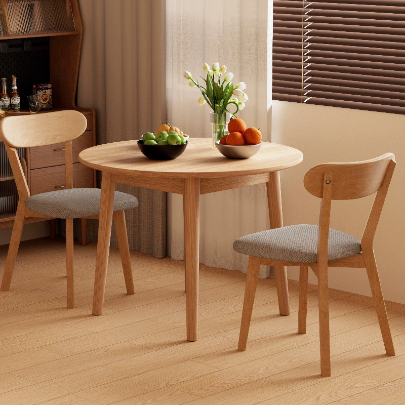 Обеденный стол из цельного дерева, современный простой круглый стол для маленькой квартиры, обеденный стол и стул из бруса, комбинированный журнальный столик, журнальный столик, простой стол для переговоров